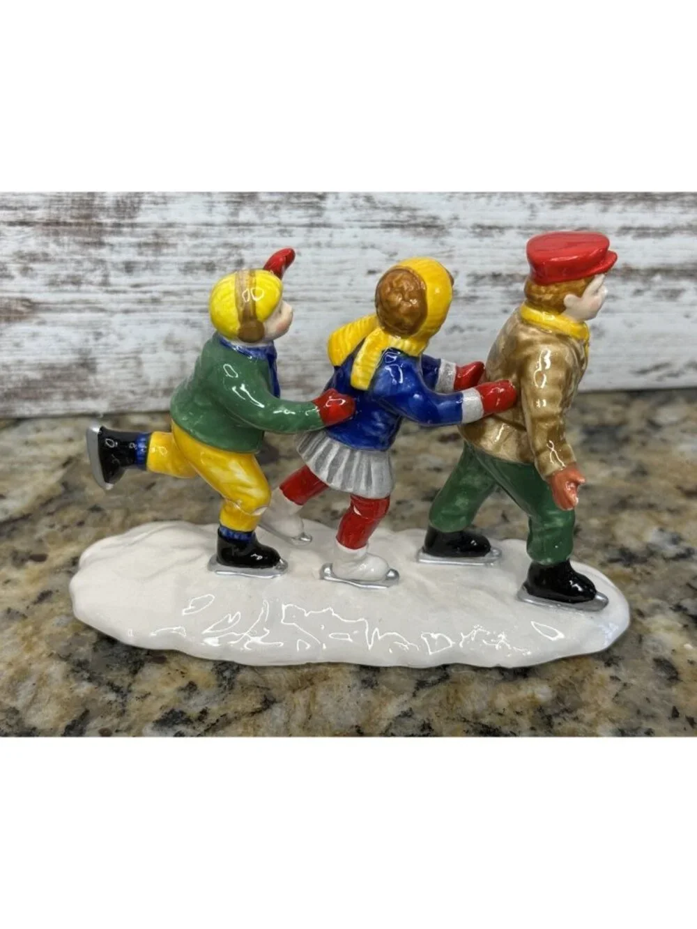 Department 56 Snow Village CRACK THE WHIP SKATERS Set Of 3  #5171-3